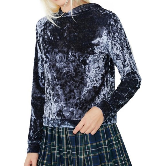 Crushed Velvet Pullover Hoodie SZ SM - Picture 2 of 2